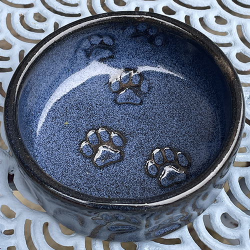 hund katt skål vatten mat tassar keramik drejad