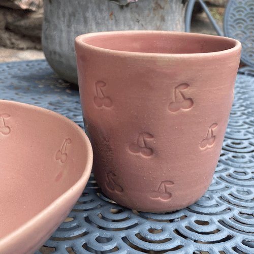 Keramik kopp körsbär rosa