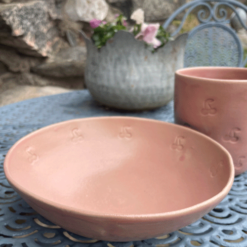 skål drejad körsbär rosa timmervikens keramik