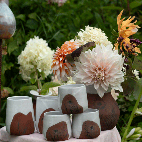 Timmervikens keramik sommarminnen lattekopp kaffekopp
